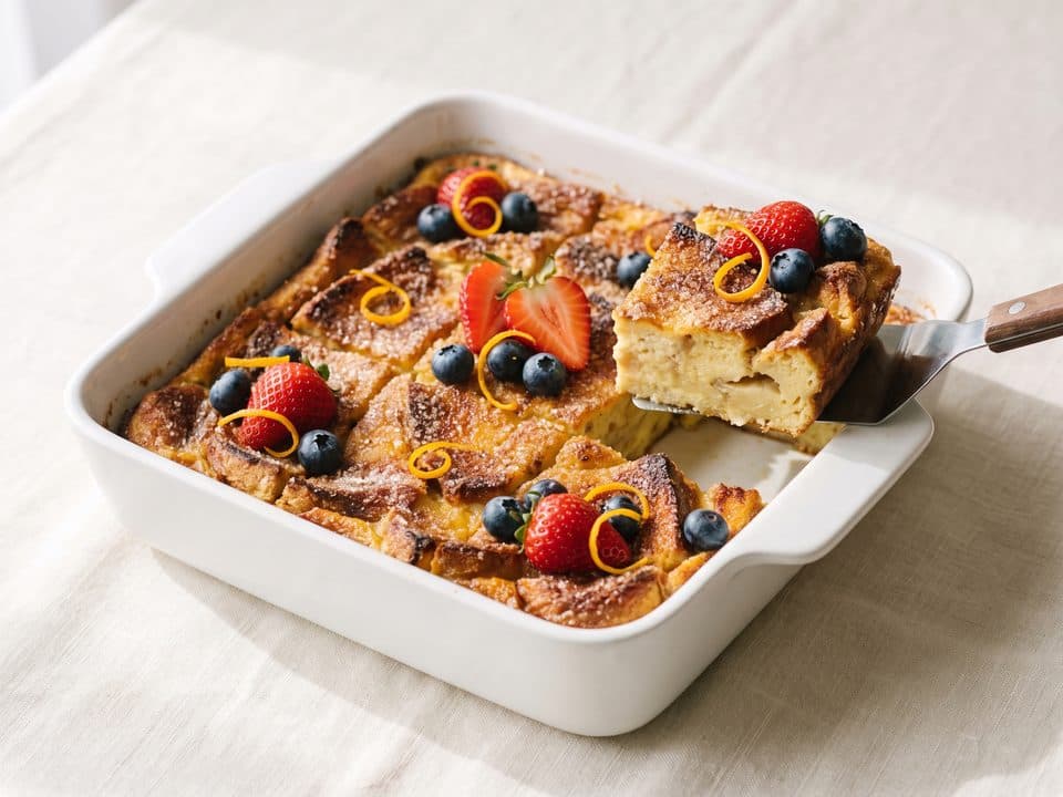 Dominican French Toast Casserole, Olive & Oregano catering